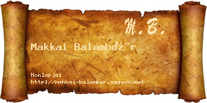Makkai Balambér névjegykártya